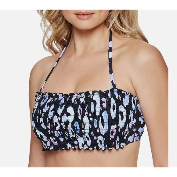 SALT + COVE Juniors Animal Smocked Bandeau Bikini Top sz XL Swimwear - Picture 1 of 3